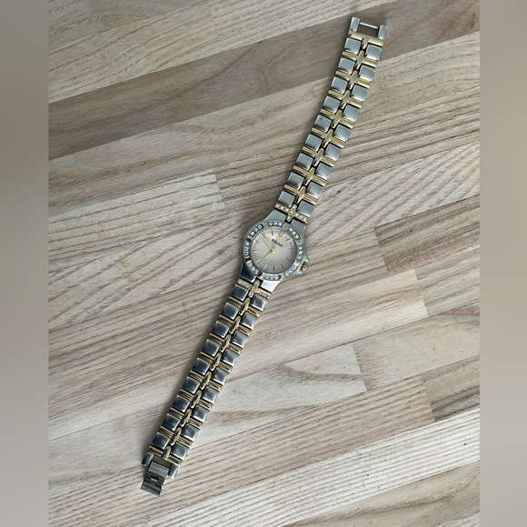 Dufonte Ladies Watch Crystal Embellishments Light Gold Dial Two Tone Bracelet - Picture 6 of 11